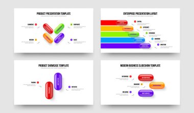 Dijital İcat 4-5-2-3 Element Infographic Frame Vector Illustration Collection. Yaratıcı Çözüm 4523 Adım Diyagram Slayt Şablonu Paketi.