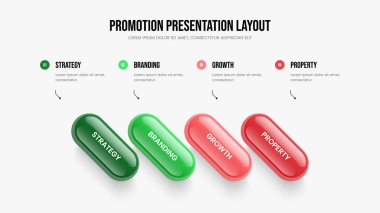 Atılgan Hava Durumu 4 Element Bilgi Sunum Şablonu. Görsel Rapor 4 Adım Diyagram Kaydırma Düzeni. Yatırımcı İnceleme Slayt Gösterisi Tasarım Vektörü İllüstrasyonu.