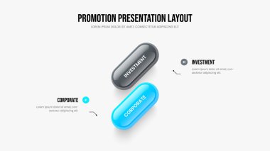 İş Stratejisi Slayt Gösterisi Tasarım Vektörü İllüstrasyonu. Profesyonel Kampanya 2 Seçenek Bilgi Kaydırma Şablonu. Yatırımcı Çözümü 2 Element Diyagramı Düzenlemesi.