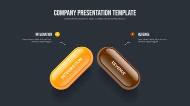 Modern Showcase Two Step Infographic Şablonu. Enterprise Insight 2 Seçenek Diyagram Kaydırma Tasarımı. Ürün Raporu Slayt Gösterisi Düzeni Vektör İllüstrasyonu.