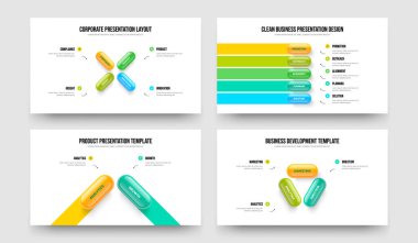 Modern İcat 4523 Adım Diyagram Kaydırma Şablonu Ayarlandı. Danışmanlık 4-5-2-3 Element Bilgi Sunumu Tasarım Vektör İllüstrasyon Koleksiyonu.