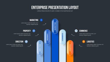 Yaratıcı Brifing 5 Seçenek Bilgi Slayt Gösterisi Tasarımı. Yatırımcı Planlama Kaydırma Şablonu Vektör İllüstrasyonu. Pazarlama Kampanyası Beş Element Diyagramı Düzenleme.