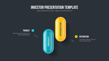 Finansal Büyüme Sunum Şablonu Vektör İllüstrasyonu. Yatırımcı Genel Görünümü 2 Element Bilgi Kaydırma Düzeni. Reklam Analizi İki Adım Diyagram Slayt Gösterisi Tasarımı.