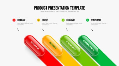 Ürün Tahminleri Dört Element Bilgi Slayt Gösterisi Şablonu. Yatırımcı Raporu 4 Seçenek Diyagramı Sunum Tasarımı. Yaratıcı Portföy Çerçeve Düzeni Vektör İllüstrasyonu.
