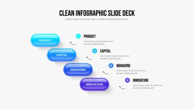 Yaratıcı Fırlatma 4 Adım Diyagram Kaydırma Tasarımı. Yatırımcı Önerisi Dört Seçenek Bilgisel Sunum Düzeni. Atılgan Raporu Çerçeve Şablonu Çizimi.