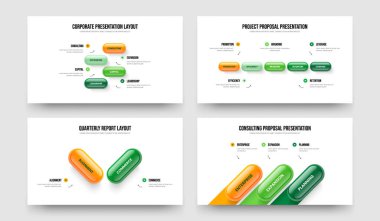 Profesyonel Fırlatma 4523 Element Diyagramı Sunum Şablonu Paketi. Yaratıcı Strateji Dört Beş İki Üç Adım Bilgi Çerçeve Tasarım Vektörü İllüstrasyonu.