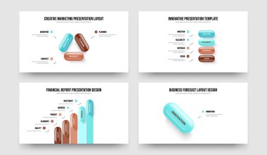 Şirket Fırlatma 3-4-5-1 Seçenek Tanıtım Düzeni Vektör İllüzyonu Ayarlandı. Danışmanlık İnovasyonu 3451 Adım Diyagramı Kaydırma Şablonu Paketi.