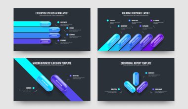 Satış Büyümesi 4523 Element Diyagramı Slayt Şablonu Koleksiyonu. Şirket Hava Durumu Dört Beş İki Üç Seçenek Bilgileri Sunum Düzeni Vektör Çizimi.