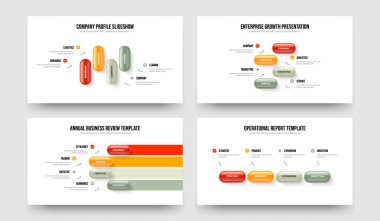 Şirket Geliştirme Dört Seçenek Bilgi Kaydırağı Tasarım Vektörü Çizim Paketi. Proje Gösterimi 4 Adım Diyagram Slayt Gösterisi Yerleşimi Ayarları.