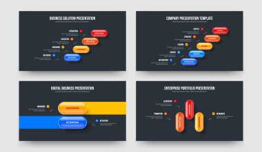 Yaratıcı Strateji 4-5-2-3 Element Diyagramı Sunum Tasarım Vektör İllüstrasyon Koleksiyonu. Atılgan Profili 4523 Adım Bilgi Kaydırma Şablonu Ayarla.