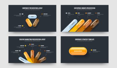 Görsel Strateji 3415 Adım Diyagram Kaydırma Tasarımı Seti. Satış İncelemesi Üç Dört Beş Bir Seçenek Bilgilendirme Çerçeve Düzeni Vektör Çizim Paketi.