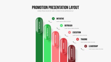 Şirket Raporu Sunum Düzeni Vektör İllüstrasyonu. Satış Tahmini 5 Seçenek Diyagram Kaydırma Şablonu. Danışmanlık Çözümü Beş Element Bilgi Çerçeve Tasarımı.