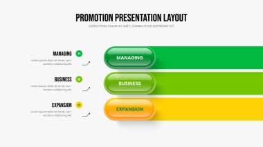 Yaratıcı Strateji 3 Adım Bilgi Slayt Gösterisi Tasarımı. Finansal Plan Sunum Şablonu Vektör İllüzyonu. Görsel Kampanya Üç Element Diyagramı Düzenlemesi.