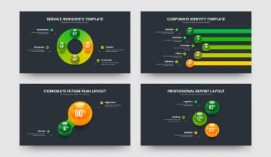 Danışmanlık İnovasyonu 4523 Element Grafik Slayt Gösterisi Düzenleme Seti. Basit Analiz Dört Beş İki Üç Basamaklı Diyagram Çerçeve Tasarım Vektörü Çizim Paketi.
