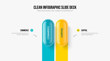 Modern Brifing İki Seçenek Slayt Şablonu. Yaratıcı Profil 2 Adım Infographic Sunum Tasarımı. Profesyonel Plan Slayt Düzeni Vektör İllüstrasyonu.