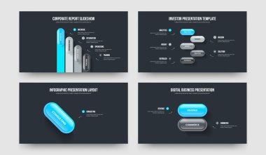Danışmanlık Geliştirme 4-5-1-2 Seçenek Slayt Gösterisi Tasarım Vektörü Çizim Paketi. Reklam Büyümesi 4512 Element Bilgisel Çerçeve Şablonu Koleksiyonu.