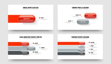 Enterprise Insight 1-2-3-4 Element Diyagram Sunum Düzeni Vektör Resimleri Koleksiyonu. Profesyonel Hava Durumu 1234 Seçenek Slayt Gösterisi Tasarım Paketi.