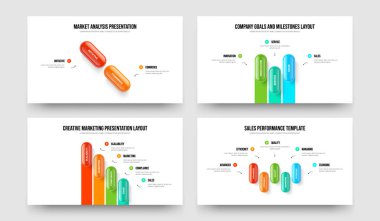 Satış Planlama 2-3-4-5 Seçenek Diyagramı Sunum Şablonu Vektör Resimleri Koleksiyonu. Profesyonel Gösteri 2345 Adım Bilgi Kaydırma Düzeni Paketi.