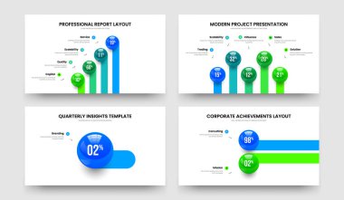 Şirket Portföyü 4512 Seçenek Çerçeve Tasarım Koleksiyonu. Reklam Fırlatma Dört Beş Bir İki Adım Bilgi Kaydırma Düzeni Vektör İllüstrasyonu Ayarları.