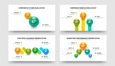 Yaratıcı Performans 2345 Adım Çizelgesi Slayt Gösterisi Düzeni Paketi. Zarif Plan 2-3-4-5 Seçenek Grafik Kaydırma Şablonu Resmetme Koleksiyonu.