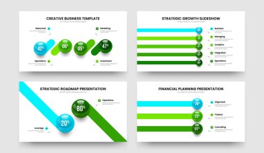 Reklam Genel Görünümü 4523 Seçenek Kaydırma Şablonu Paketi. Temiz Plan 4-5-2-3 Element Diyagram Slayt Gösterisi Tasarım Vektörü Çizimi.