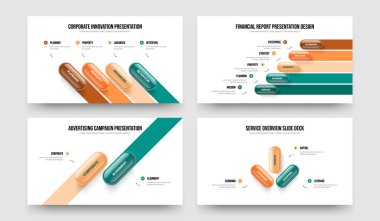 Pazarlama Portföyü 4523 Element Bilgi Çerçeve Düzenleme Seti. Atılgan 'ın Çözümü 4-5-2-3 Adım Diyagram Sunum Şablonu Vektör Çizim Paketi.