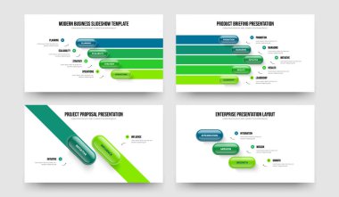 Şirket Showcase 4523 Element Bilgi Slayt Gösterisi Şablonu Paketi. Profesyonel Rapor Dört Beş İki Üç Seçenek Çerçeve Tasarım Vektör Resimleri Koleksiyonu.