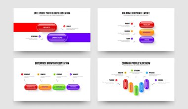 Şirket Gelişimi İki Üç Dört Beş Basamaklı Bilgi Sunumu Tasarım Vektörü İllüstrasyon Paketi. Profesyonel İçgörü 2345 Seçenek Slayt Gösterisi Şablonu Ayarları.