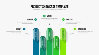 Profesyonel Denetim Beş Seçenek Bilgilendirme Sunumu Tasarımı. Yatırımcı Gösterisi Slayt Düzeni Vektör İllüstrasyonu. Yaratıcı İnceleme 5 Adım Diyagram Şablonu.