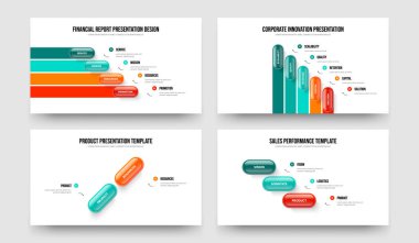 Şirket Portföyü 4523 Element Diyagram Slayt Gösterisi Düzenleme Koleksiyonu. Reklam Planı 4-5-2-3 Seçenek Bilgi Kaydırma Şablonu Çizimi.