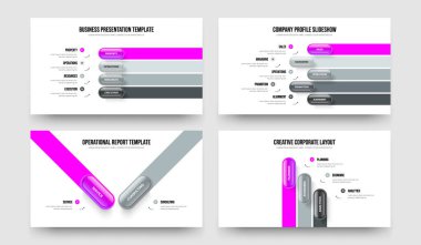 Dijital Çözüm 4523 Element Diyagramı Şablon Koleksiyonu. Reklam Stratejisi Dört Beş İki Üç Seçenek Bilgilendirme Sunumu Tasarım Vektörü İllüstrasyonu.