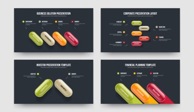 Proje Gösterisi 4-5-2-3 Element Diyagramı Kaydırma Şablonu Çizim Kümesi. Yatırımcı Giriş 4523 Adım Bilgisel Sunum Düzeni Koleksiyonu.
