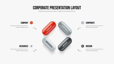 Şirket Görselleştirme Dört Seçenek Bilgi Şablonu. Modern Insight 4 Basamaklı Diyagram Kaydırma Düzeni. Finansal Plan Sunum Tasarım Vektörü İllüstrasyonu.