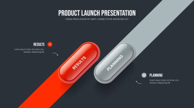 Proje Hava Durumu 2 Element Diyagramı Slayt Tasarımı. Görsel Yenilik Çerçeve Düzeni Vektör İllüstrasyonu. İş Portföyü İki Seçenek Bilgisel Sunum Şablonu.