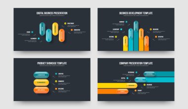Yaratıcı Portföy Dört Beş Adım Diyagram Sunum Düzeni Vektör İllüstrasyon Kümesi. Finansal Giriş 453 Element Bilgi Slayt Gösterisi Şablonu Koleksiyonu.