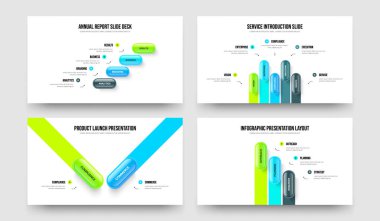 Ürün Büyümesi 4-5-2-3 Basamaklı Slayt Tasarım Vektör Çizimi. Şirket İcat 4523 Seçenek Diyagramı Sunum Düzeni Koleksiyonu.