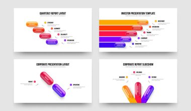 İş Görselleştirme 4523 Seçenek Diyagramı Sunum Düzeni Ayarlandı. Danışmanlık Fırlatma 4-5-2-3 Adım Bilgi Kaydırağı Tasarım Vektörü Çizim Paketi.