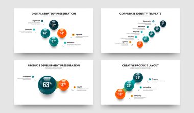 Zarif Portföy 4-5-2-3 Element Diyagram Çerçeve Düzenleme Vektör Çizim Paketi. Yaratıcı Profil 4523 Adım Kaydırma Şablonu Ayarla.