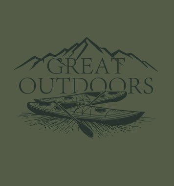 Dağların ve kano teknelerinin, kamp ve turizmin, maceranın ve seyahatin resimleri.