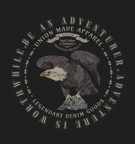 Union Made Apparel Dark Background Eagle Bird — Stock Vector