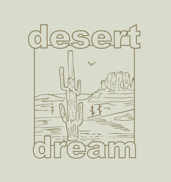 Eslogan Del Sueño Del Desierto Arizona Desierto Estado Camiseta Diseño Vector de stock