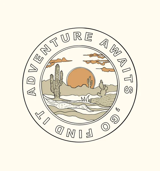 Aventura Espera Buscarlo Arizona Desierto Estado Camiseta Diseño Gráfico Obra Ilustración de stock