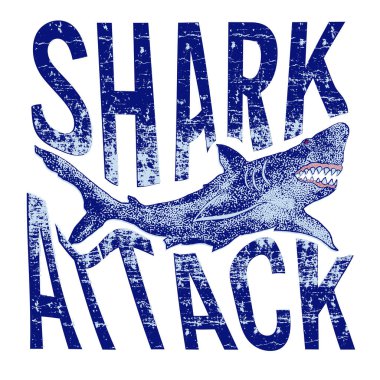 Büyük beyaz köpekbalığı el Vintage oyma resim çizimi