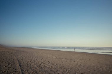 Deniz, gökyüzü ve kumsalı olan sahil