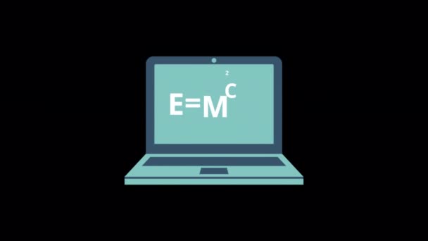 Animated Study Laptop Icon Showing Theory Relativity Designed Flat Icon — Stockvideo
