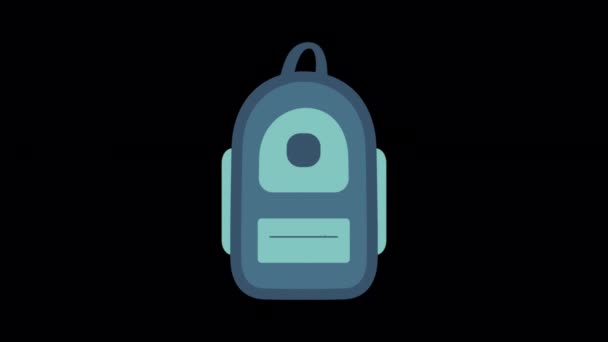 Animated Blue School Bag Zipper Icon Designed Flat Icon Style — ストック動画