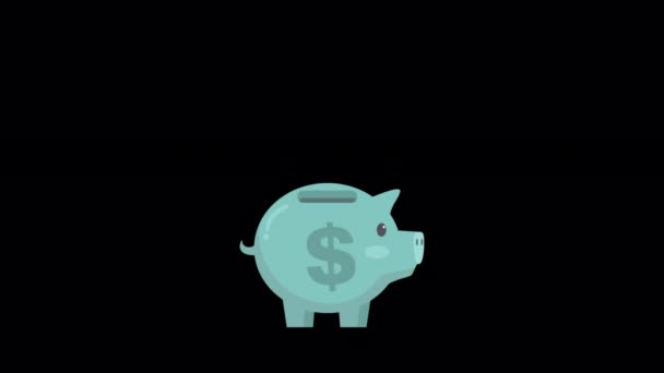Animated Piggy Bank Coin Icon Designed Flat Icon Style Study — ストック動画