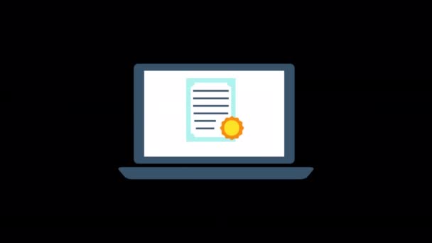 Animated Online Certificate Icon Designed Flat Icon Style Study Education — Video