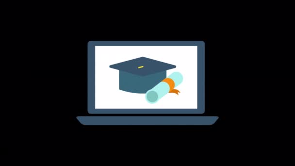 Animated Online Education Icon Designed Flat Icon Style Study Education — Stok video