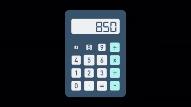 Иконка Анимационного Синего Калькулятора Выполненная Плоском Стиле Иконки Обучения Воспитания — стоковое видео